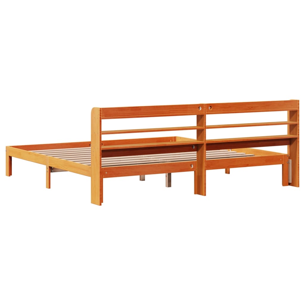 Bed Frame without Mattress Wax Brown 180x200 cm Super King Solid Wood Pine