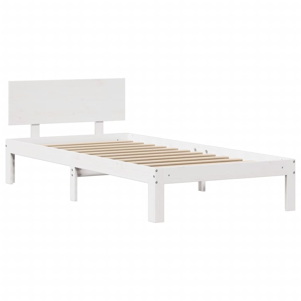 Bed Frame with Headboard without Mattress White 75x190 cm Small Single