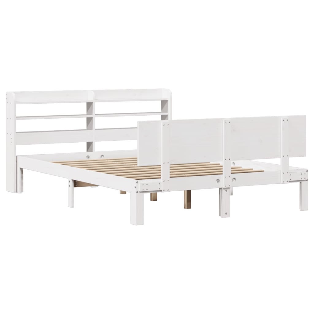 Bed Frame with Headboard without Mattress White 120x190 cm Small Double