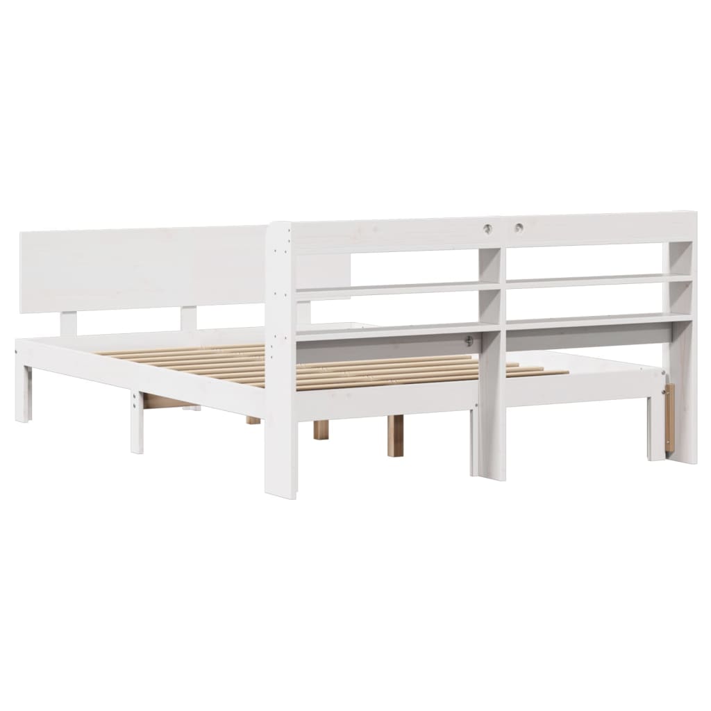 Bed Frame with Headboard without Mattress White 135x190 cm Double