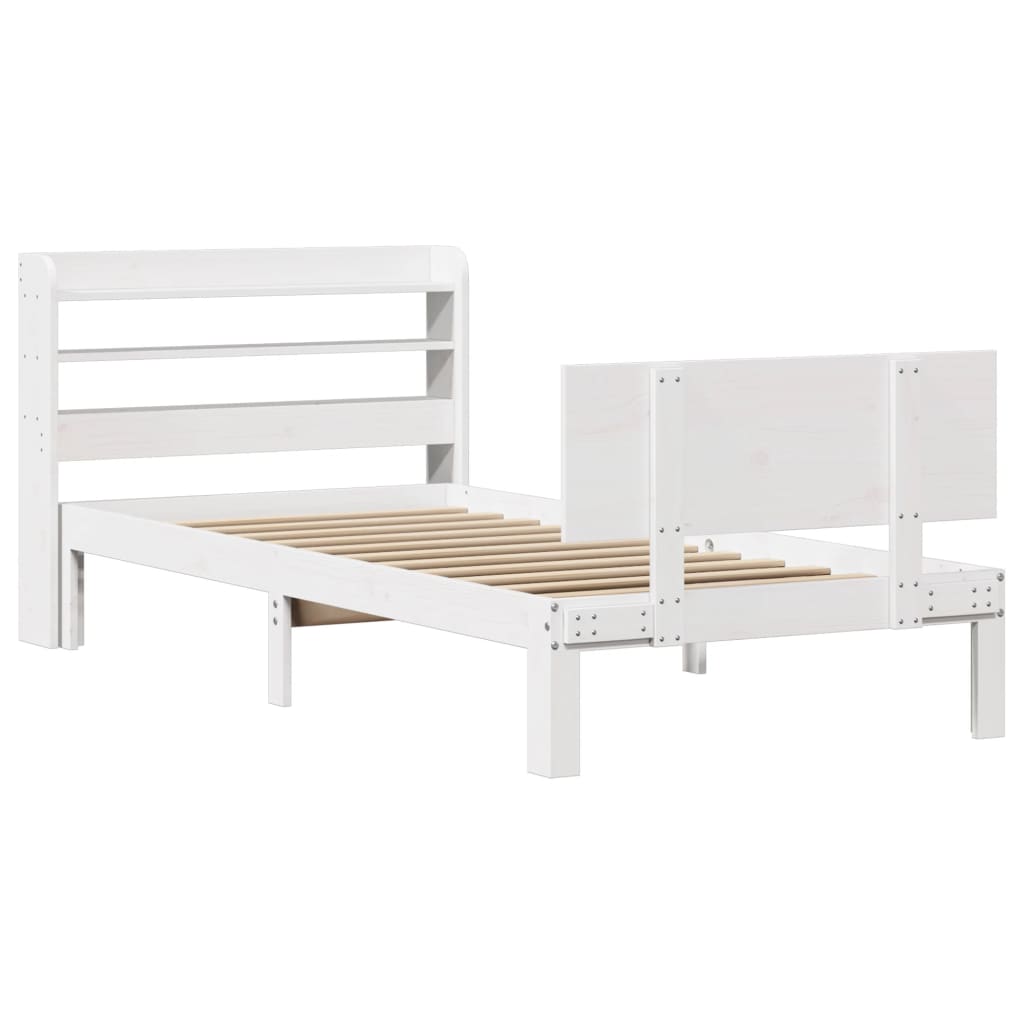 Bed Frame with Headboard without Mattress White 90x200 cm