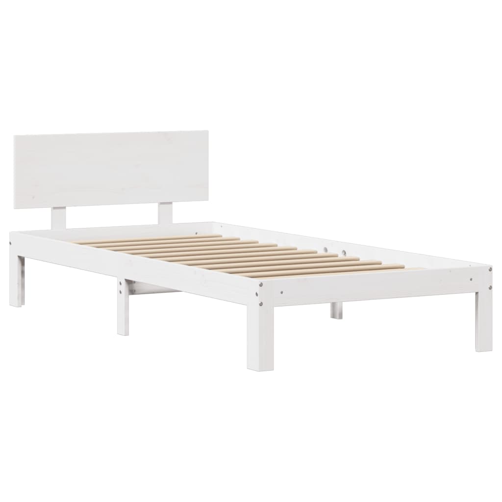 Bed Frame with Headboard without Mattress White 100x200 cm