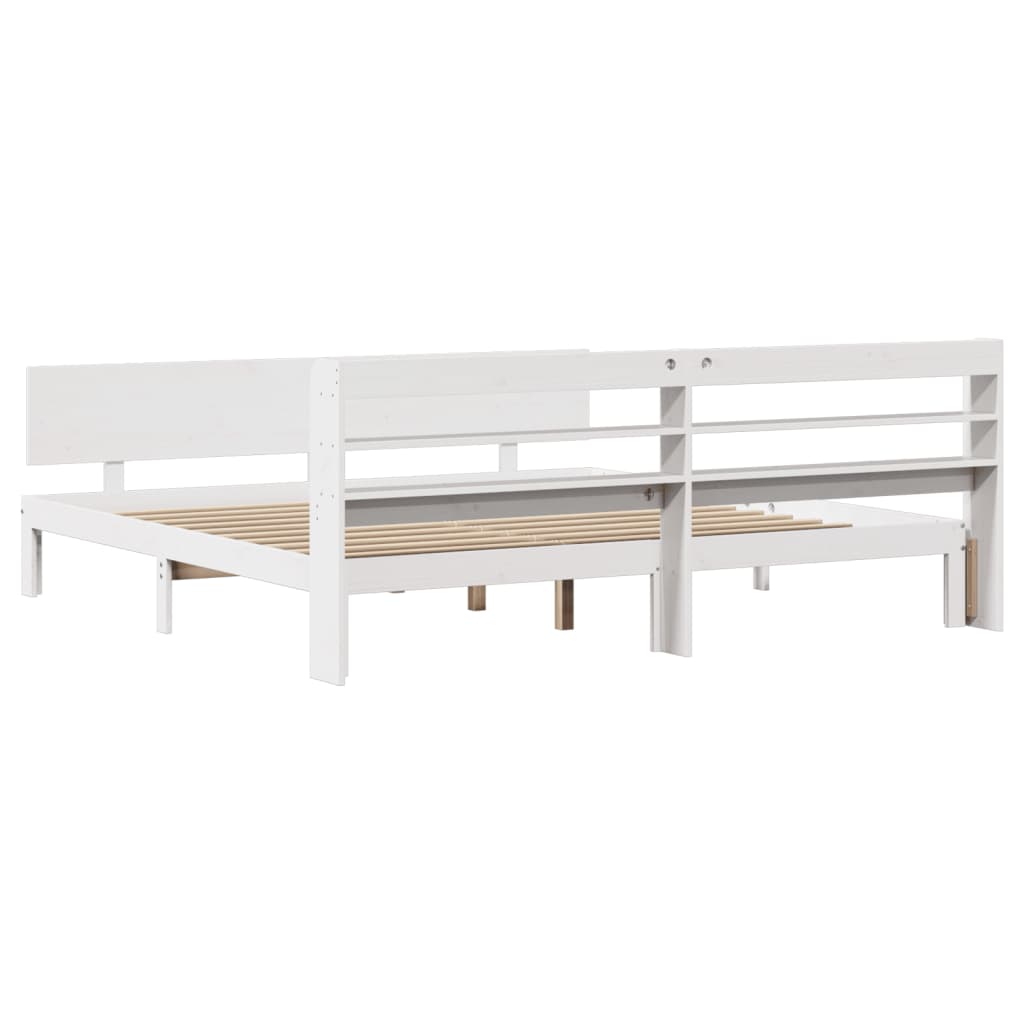 Bed Frame with Headboard without Mattress White 180x200 cm Super King