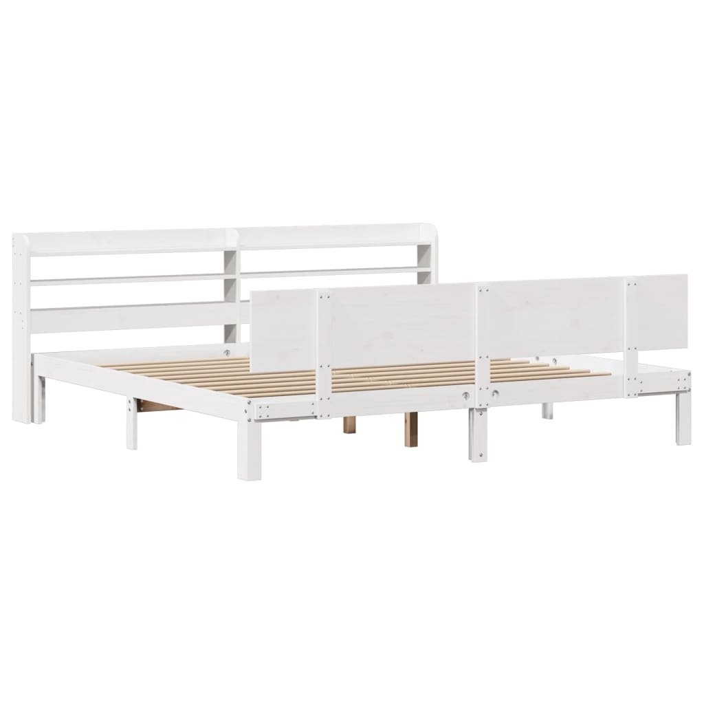 Bed Frame with Headboard without Mattress White 200x200 cm