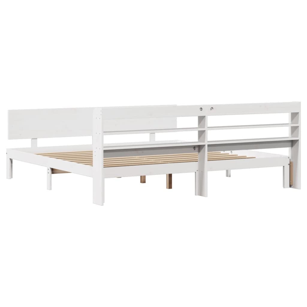 Bed Frame with Headboard without Mattress White 200x200 cm