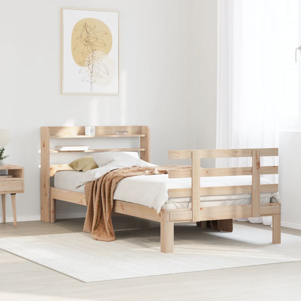 Bed Frame with Headboard without Mattress 75x190 cm Small Single