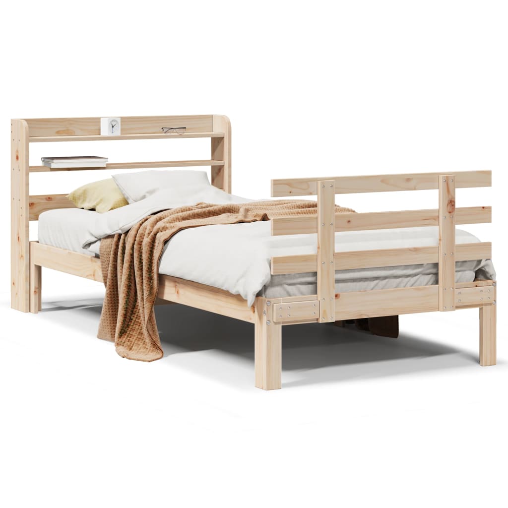 Bed Frame with Headboard without Mattress 75x190 cm Small Single