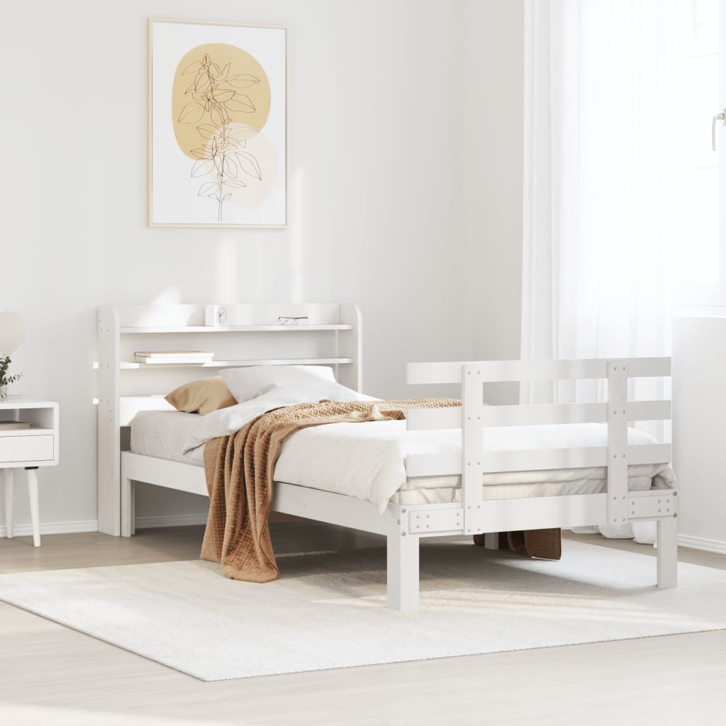 Bed Frame with Headboard without Mattress White 90x190 cm Single