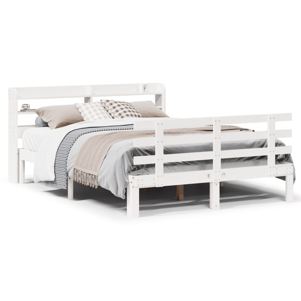 Bed Frame with Headboard without Mattress White 120x190 cm Small Double