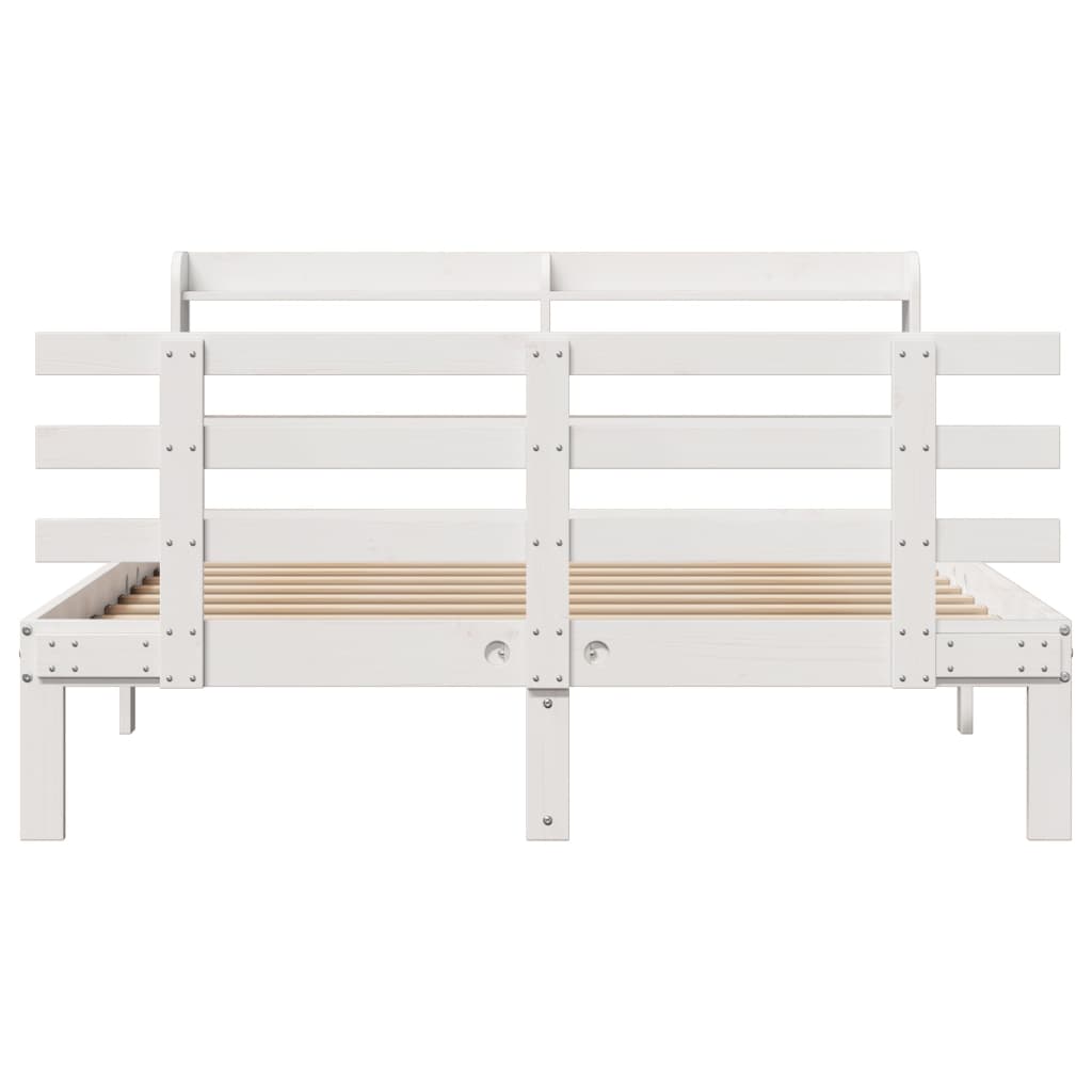 Bed Frame with Headboard without Mattress White 120x190 cm Small Double