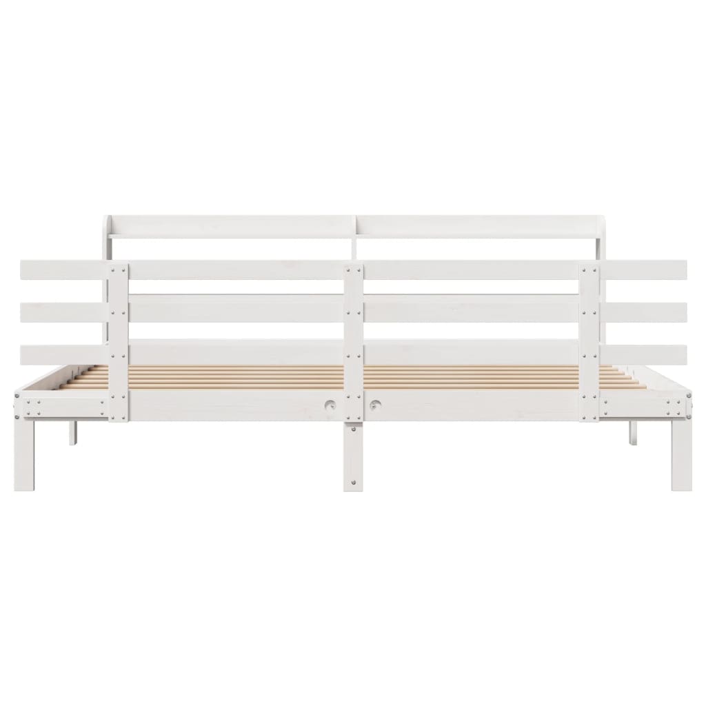 Bed Frame with Headboard without Mattress White 180x200 cm Super King