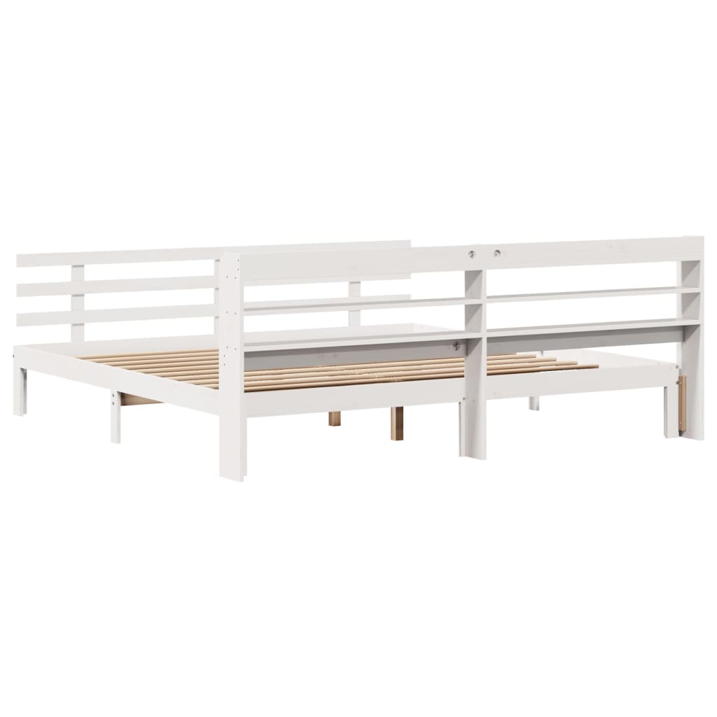 Bed Frame with Headboard without Mattress White 180x200 cm Super King