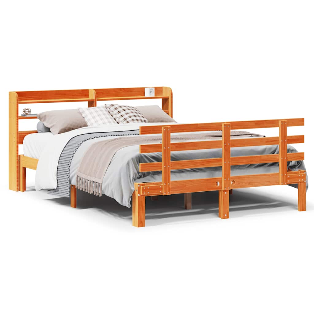 Bed Frame with Headboard without Mattress Wax Brown 150x200 cm King Size