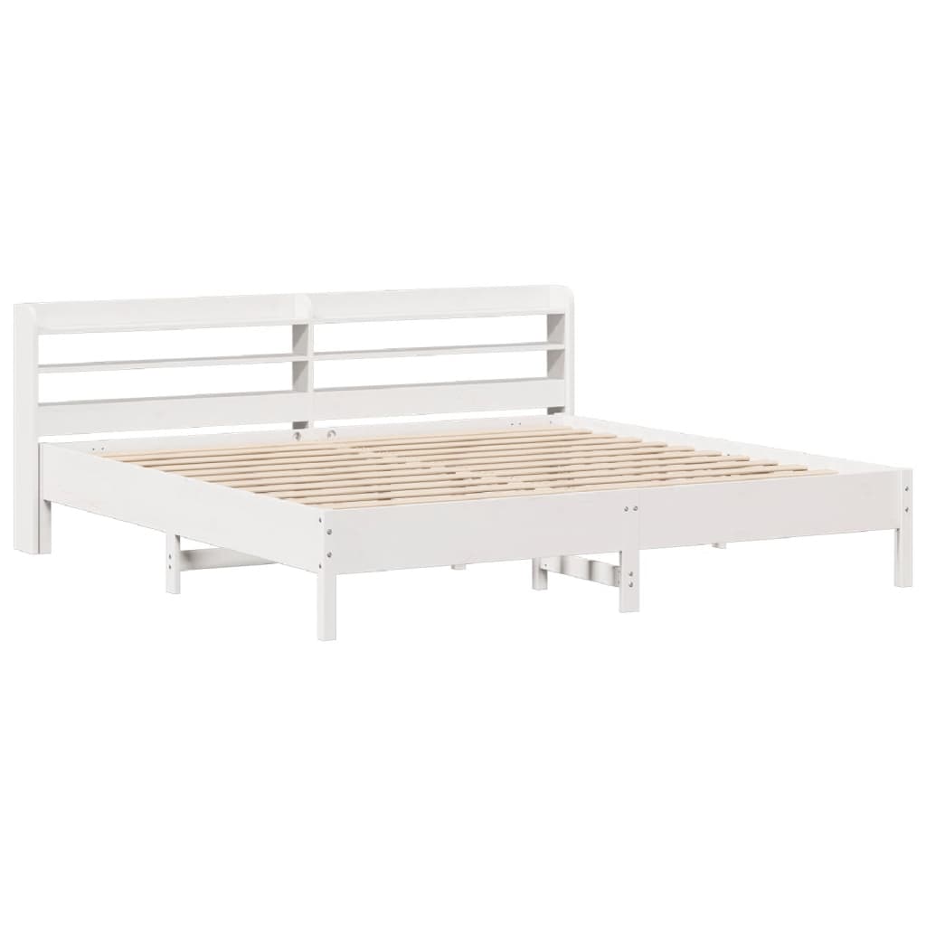 Bed Frame without Mattress White 200x200 cm Solid Wood Pine