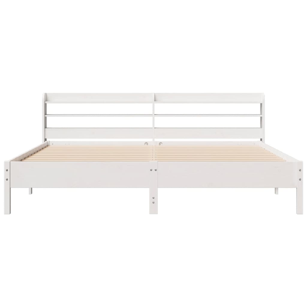 Bed Frame without Mattress White 200x200 cm Solid Wood Pine