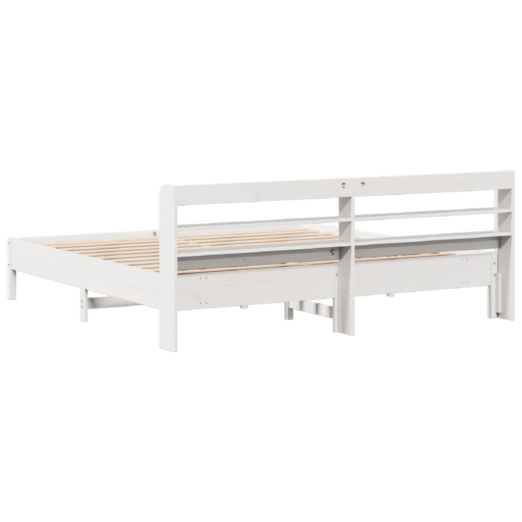 Bed Frame without Mattress White 200x200 cm Solid Wood Pine
