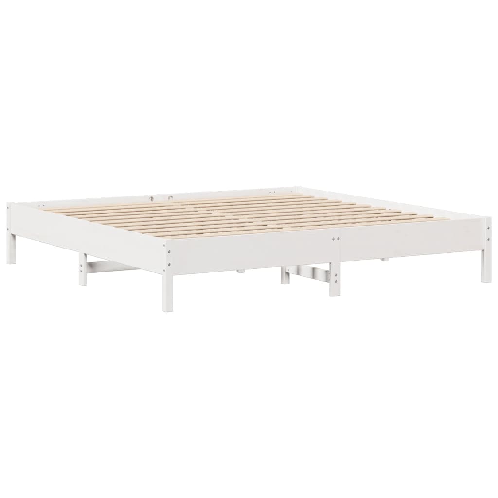 Bed Frame without Mattress White 200x200 cm Solid Wood Pine