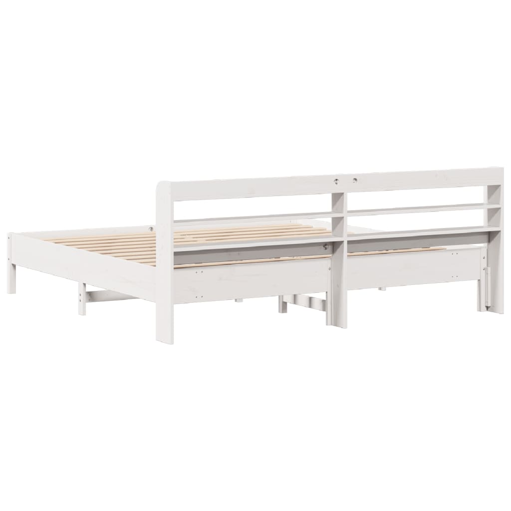 Bed Frame without Mattress White 180x200 cm Super King Solid Wood Pine