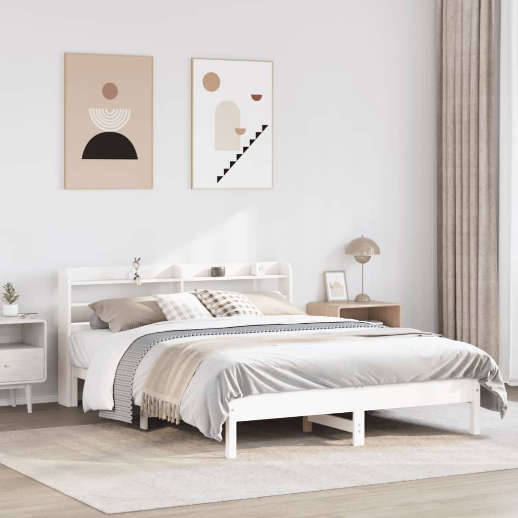 Bed Frame without Mattress White 160x200 cm Solid Wood Pine