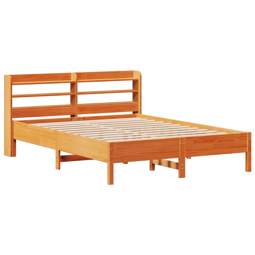 Bed Frame without Mattress Wax Brown 160x200 cm Solid Wood Pine