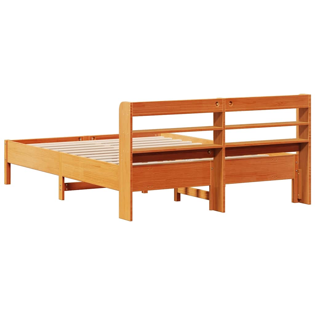 Bed Frame without Mattress Wax Brown 140x200 cm Solid Wood Pine