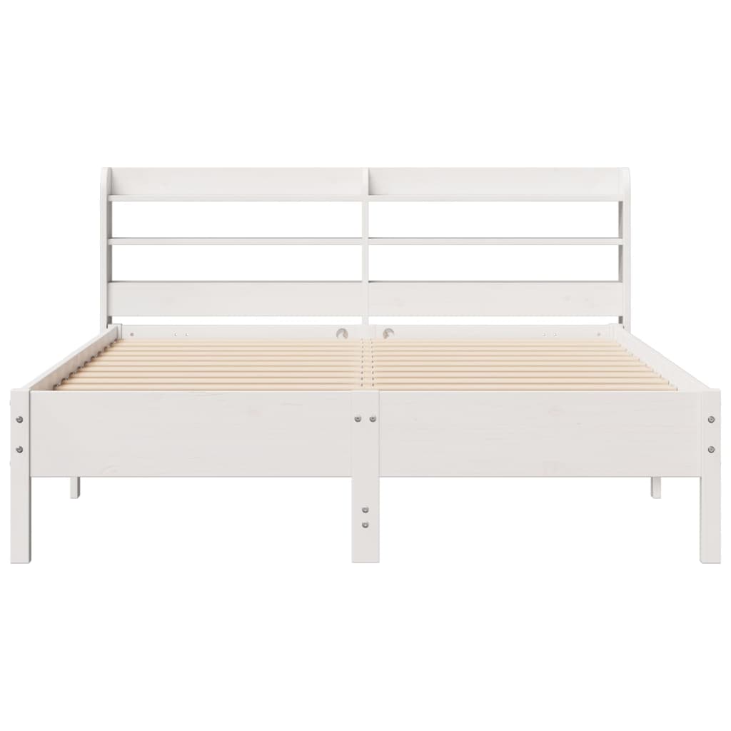 Bed Frame without Mattress White 140x190 cm Solid Wood Pine