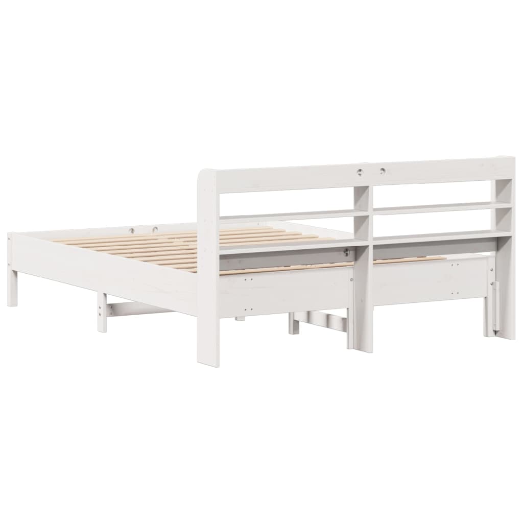 Bed Frame without Mattress White 140x190 cm Solid Wood Pine