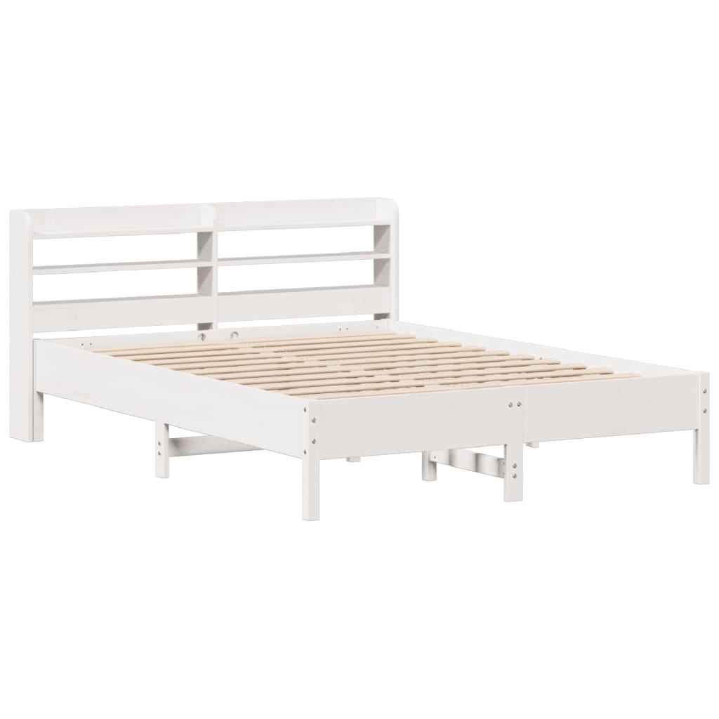 Bed Frame without Mattress White 135x190 cm Double Solid Wood Pine