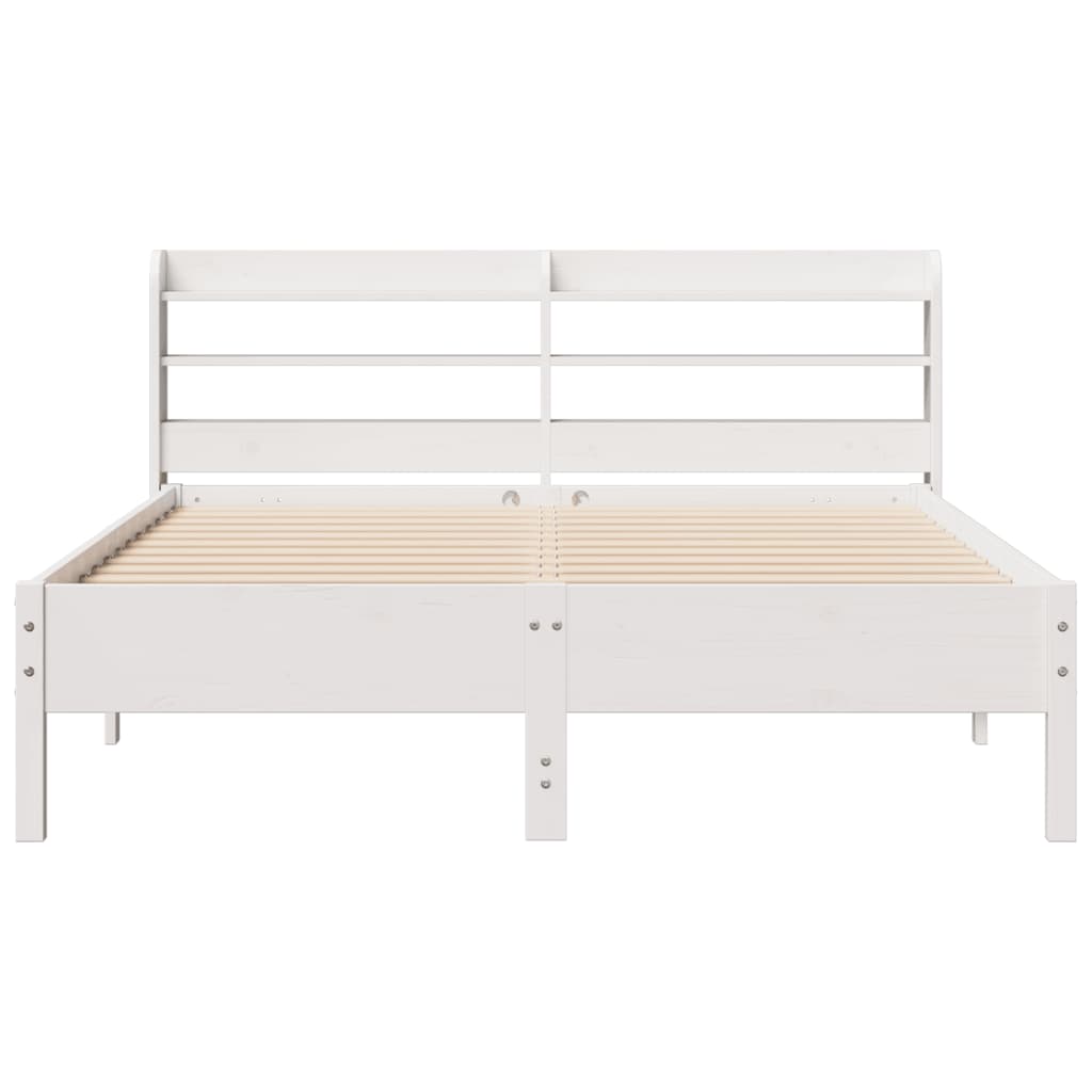 Bed Frame without Mattress White 135x190 cm Double Solid Wood Pine