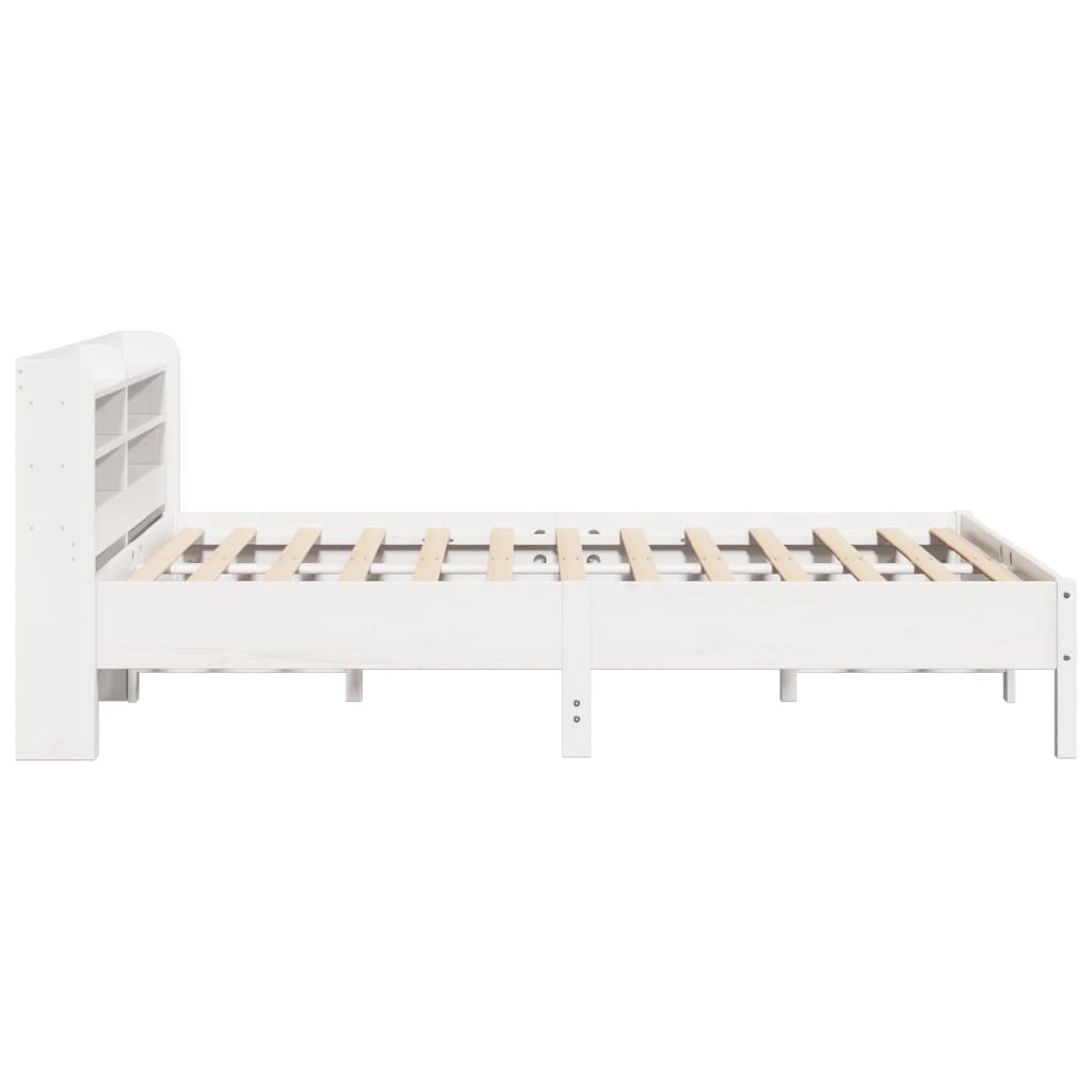 Bed Frame without Mattress White 135x190 cm Double Solid Wood Pine