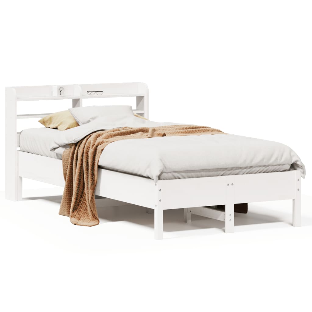 Bed Frame without Mattress White 75x190 cm Small Single Solid Wood Pine