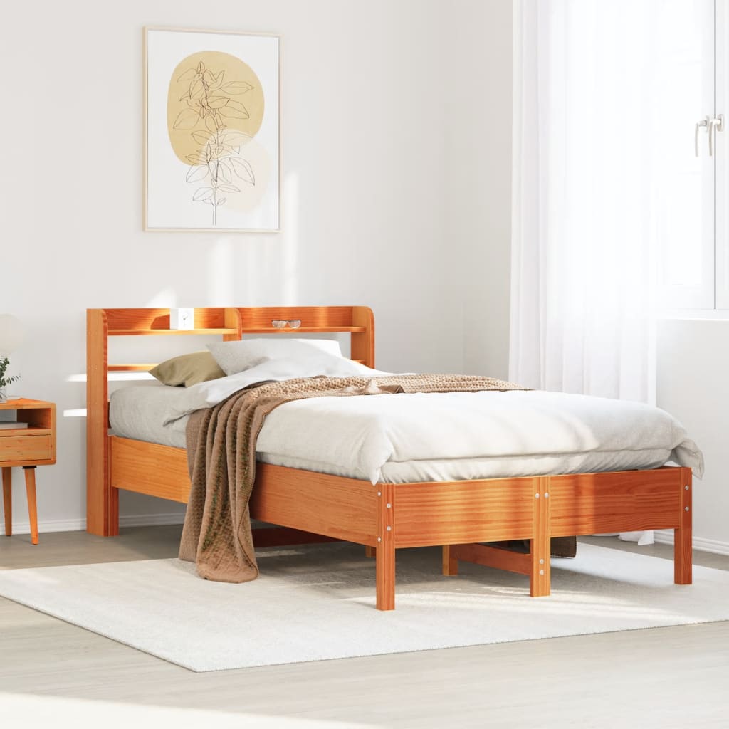 Bed Frame without Mattress Wax Brown 75x190 cm Small Single Solid Wood Pine