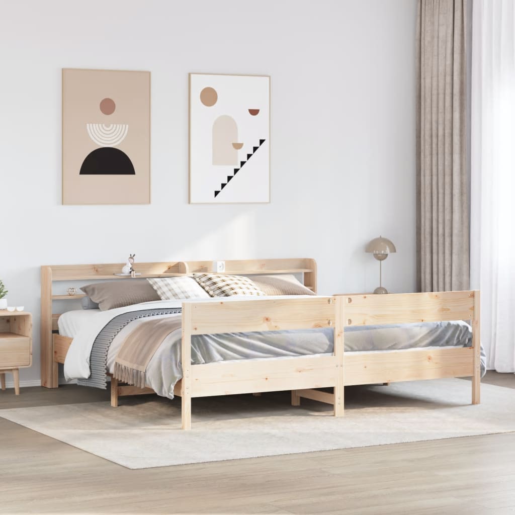 Bed Frame without Mattress 200x200 cm Solid Wood Pine