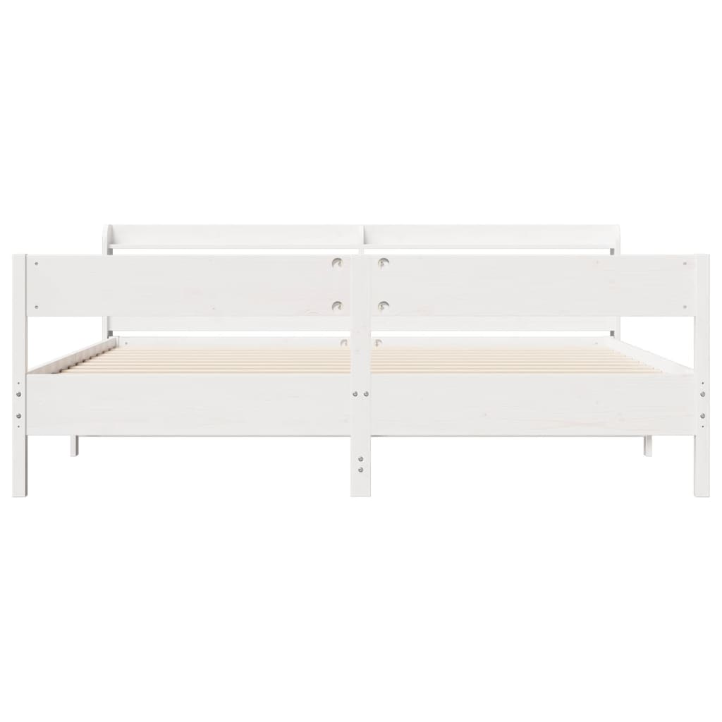 Bed Frame without Mattress White 200x200 cm Solid Wood Pine