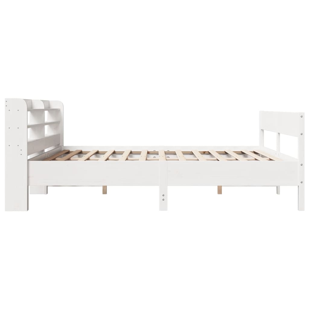 Bed Frame without Mattress White 200x200 cm Solid Wood Pine