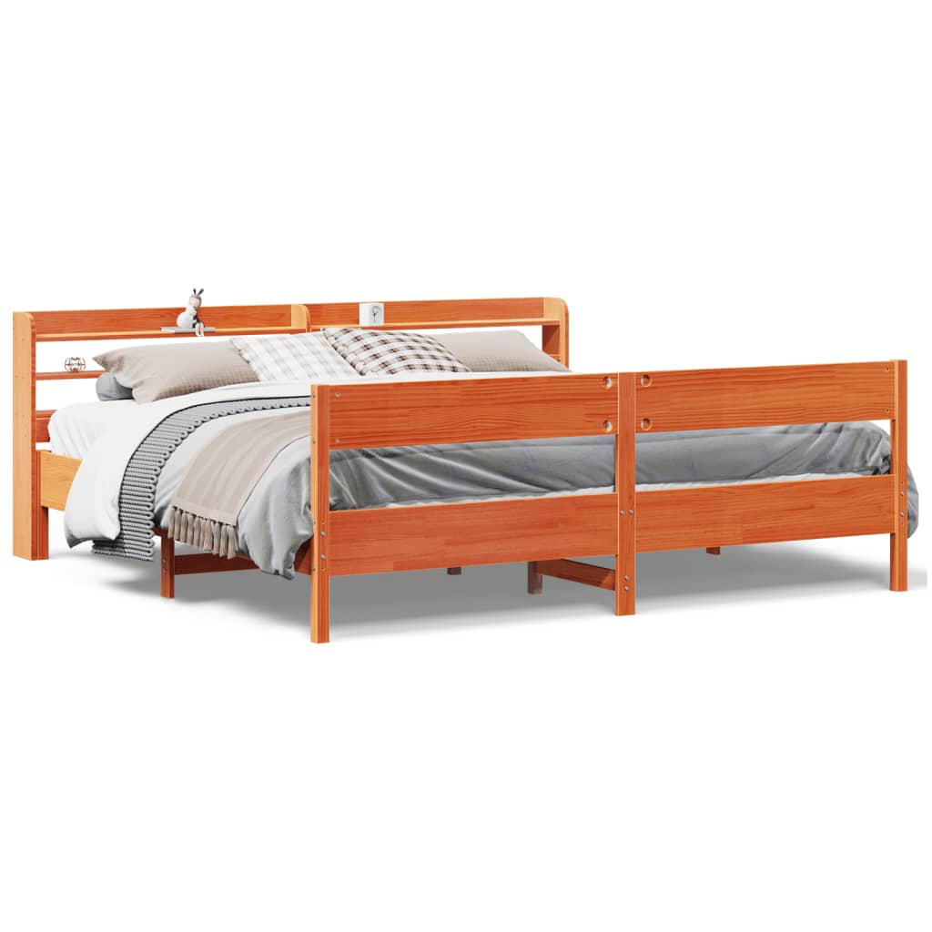 Bed Frame without Mattress Wax Brown 180x200 cm Super King Solid Wood Pine