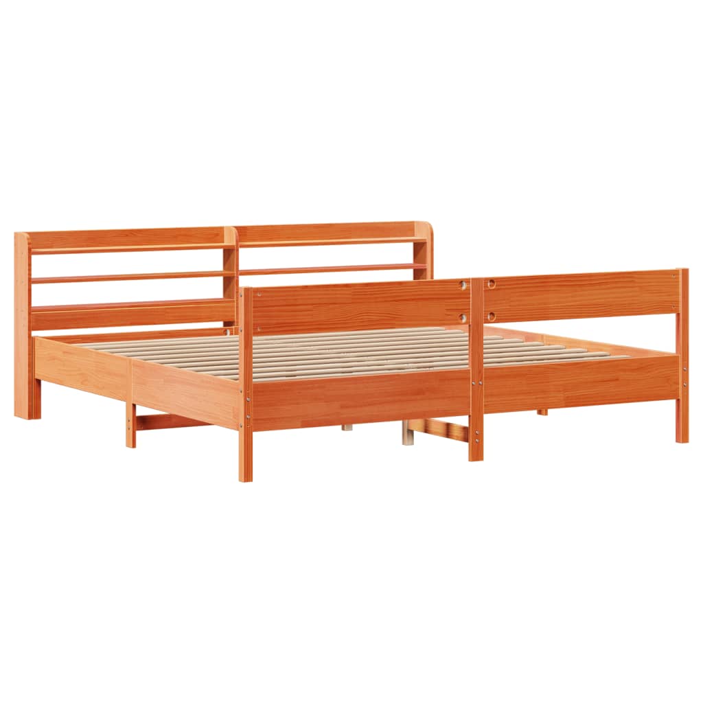 Bed Frame without Mattress Wax Brown 180x200 cm Super King Solid Wood Pine