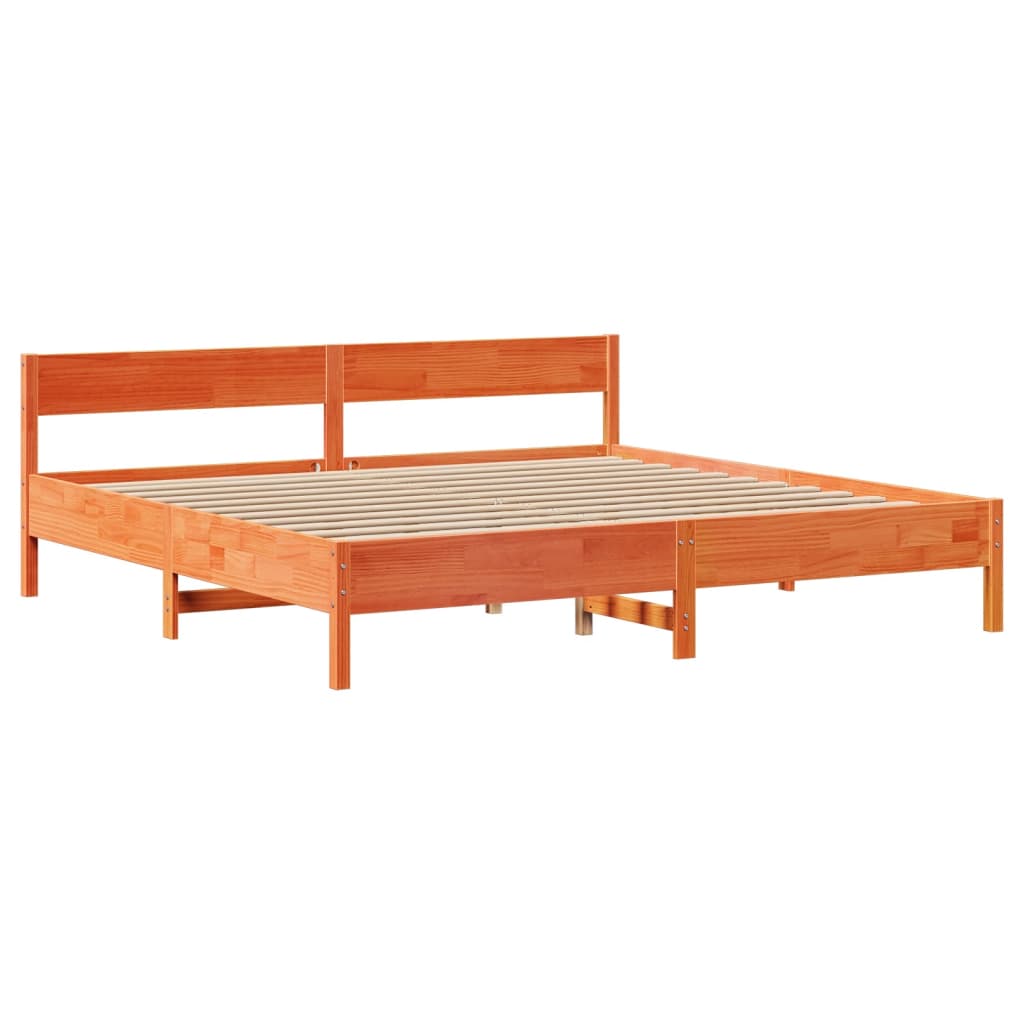 Bed Frame without Mattress Wax Brown 180x200 cm Super King Solid Wood Pine