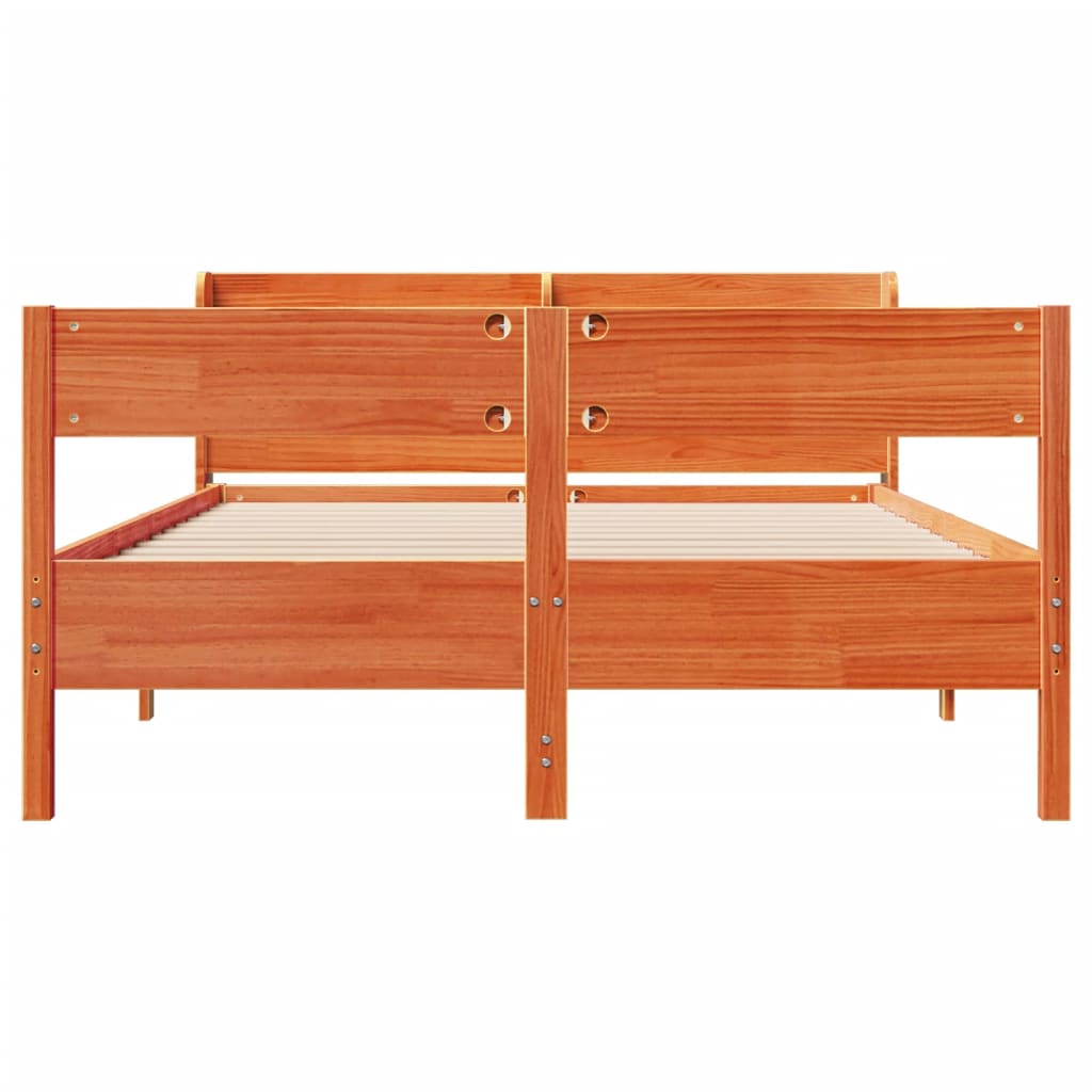 Bed Frame without Mattress Wax Brown 160x200 cm Solid Wood Pine