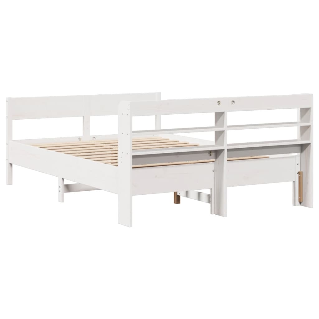 Bed Frame without Mattress White 150x200 cm King Size Solid Wood Pine
