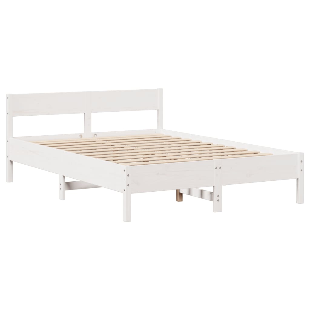 Bed Frame without Mattress White 140x200 cm Solid Wood Pine