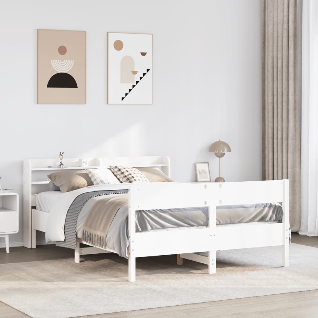 Bed Frame without Mattress White 140x200 cm Solid Wood Pine