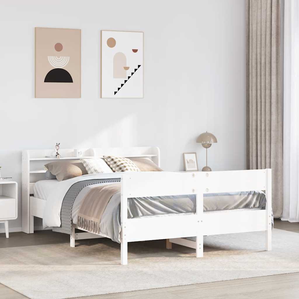 Bed Frame without Mattress White 120x200 cm Solid Wood Pine