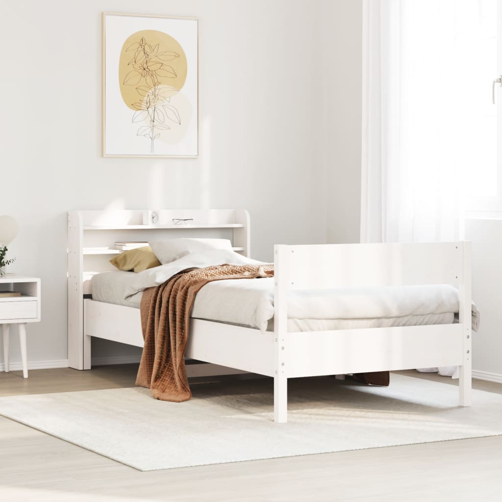 Bed Frame without Mattress White 100x200 cm Solid Wood Pine