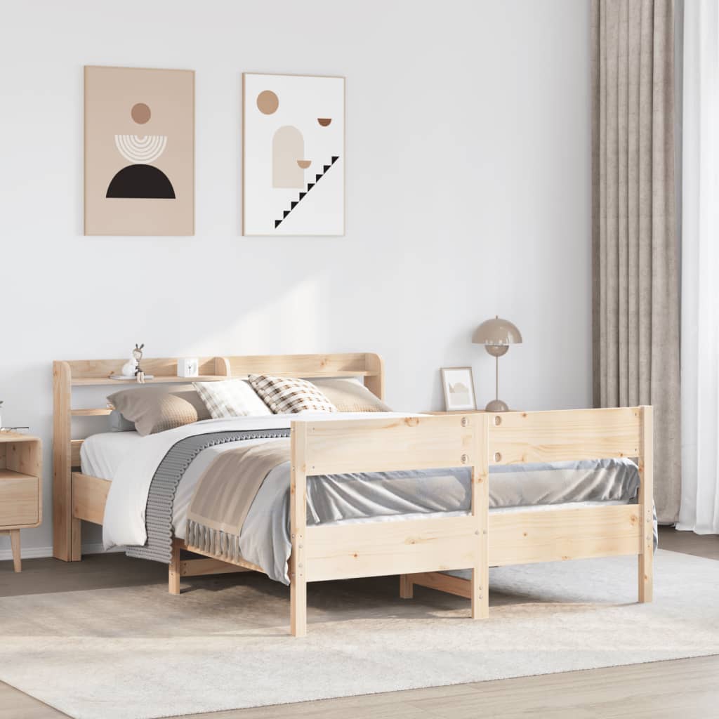 Bed Frame without Mattress 140x190 cm Solid Wood Pine