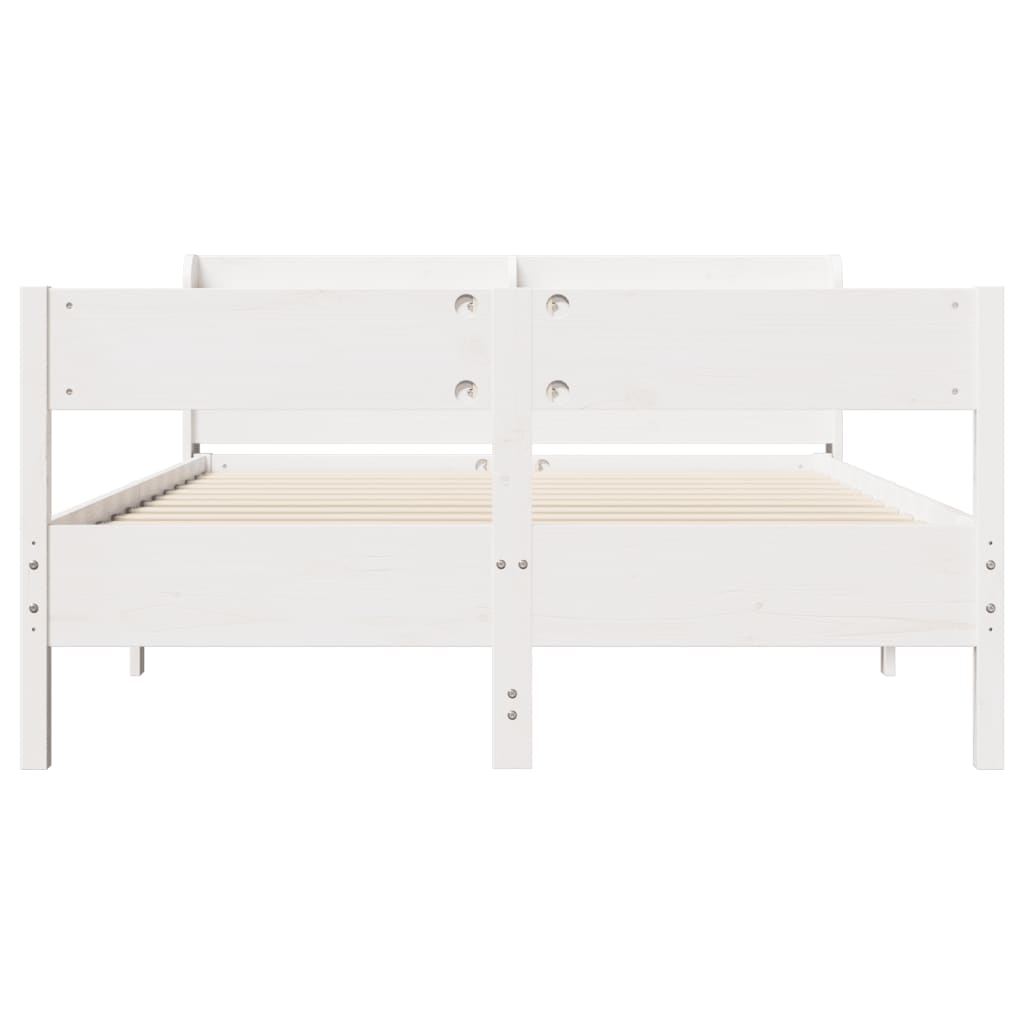 Bed Frame without Mattress White 135x190 cm Double Solid Wood Pine