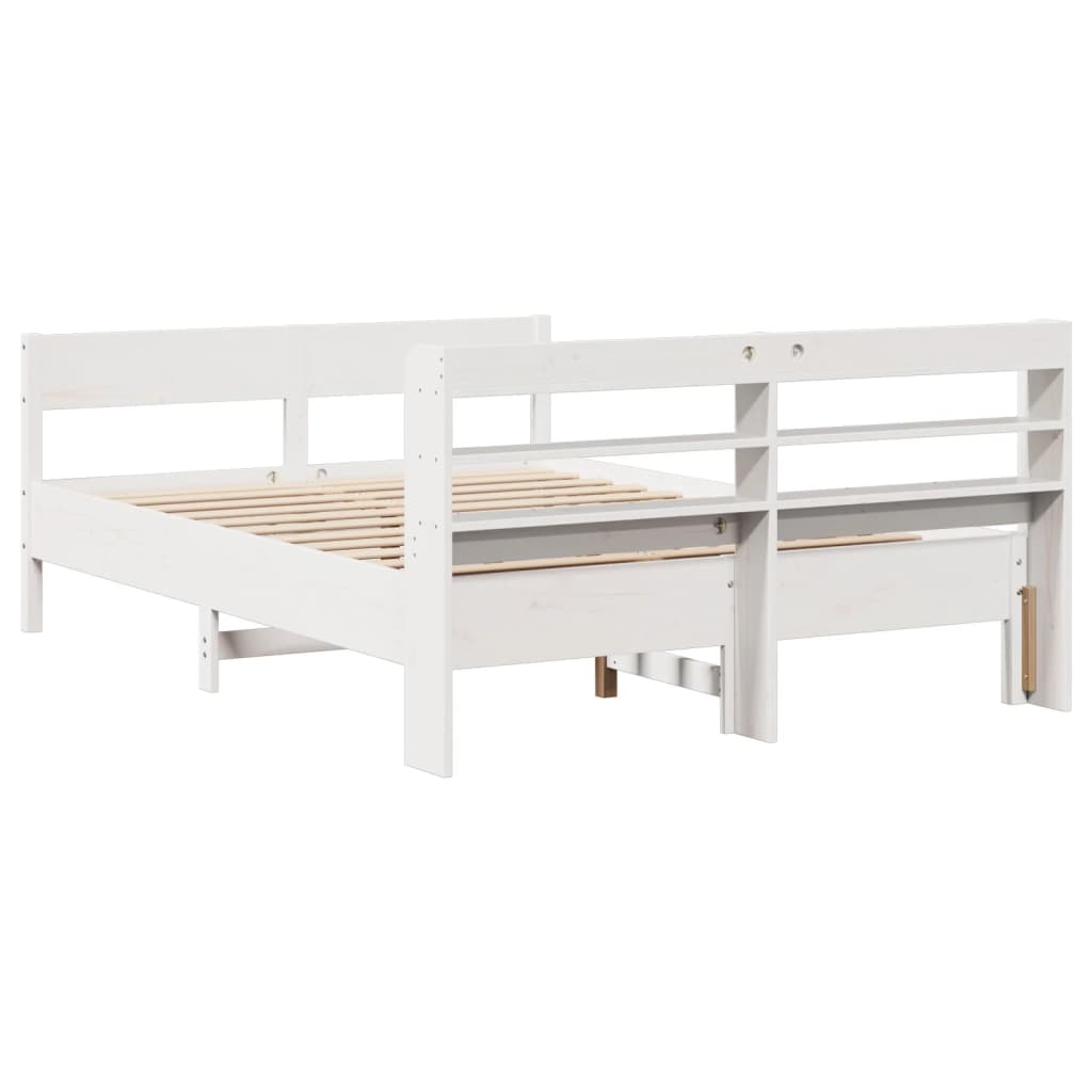 Bed Frame without Mattress White 135x190 cm Double Solid Wood Pine