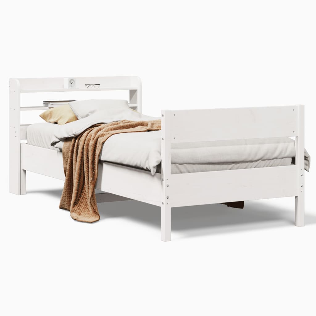 Bed Frame without Mattress White 75x190 cm Small Single Solid Wood Pine