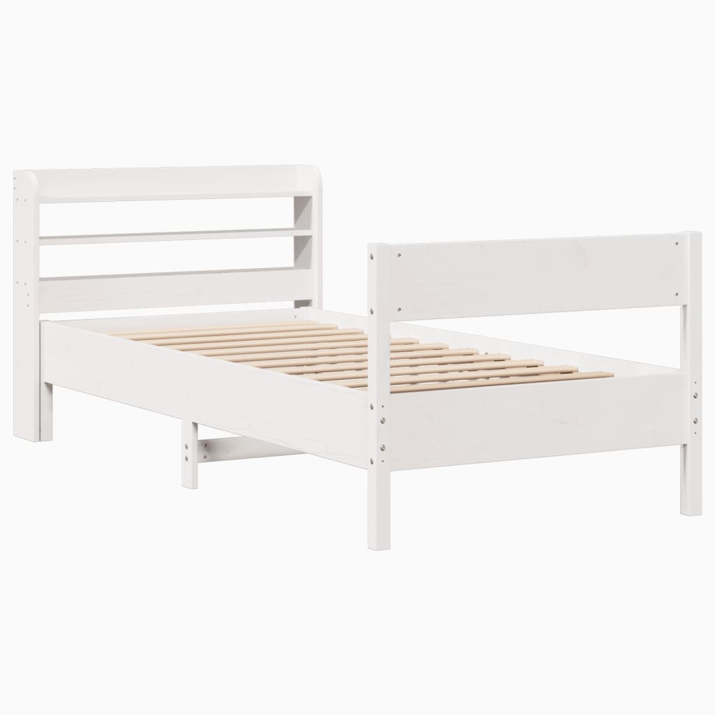 Bed Frame without Mattress White 75x190 cm Small Single Solid Wood Pine