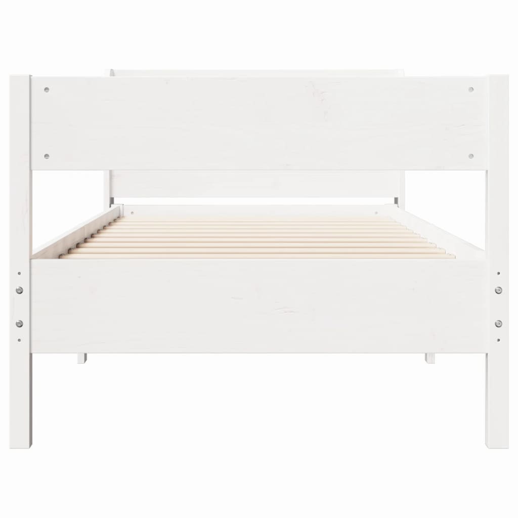 Bed Frame without Mattress White 75x190 cm Small Single Solid Wood Pine
